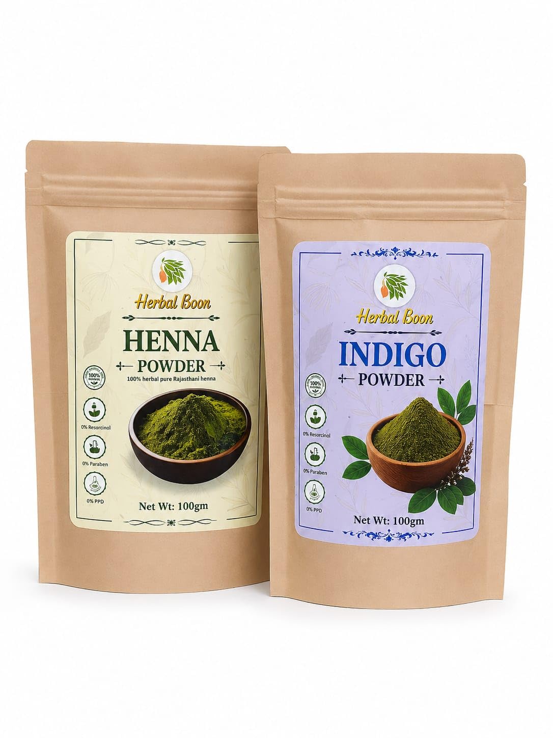 Henna and Indigo Powder Combo, Natural Hair Dye, Chemical Free, No PPD, No Paraben, No Resorcinol, 100g Each-image-23