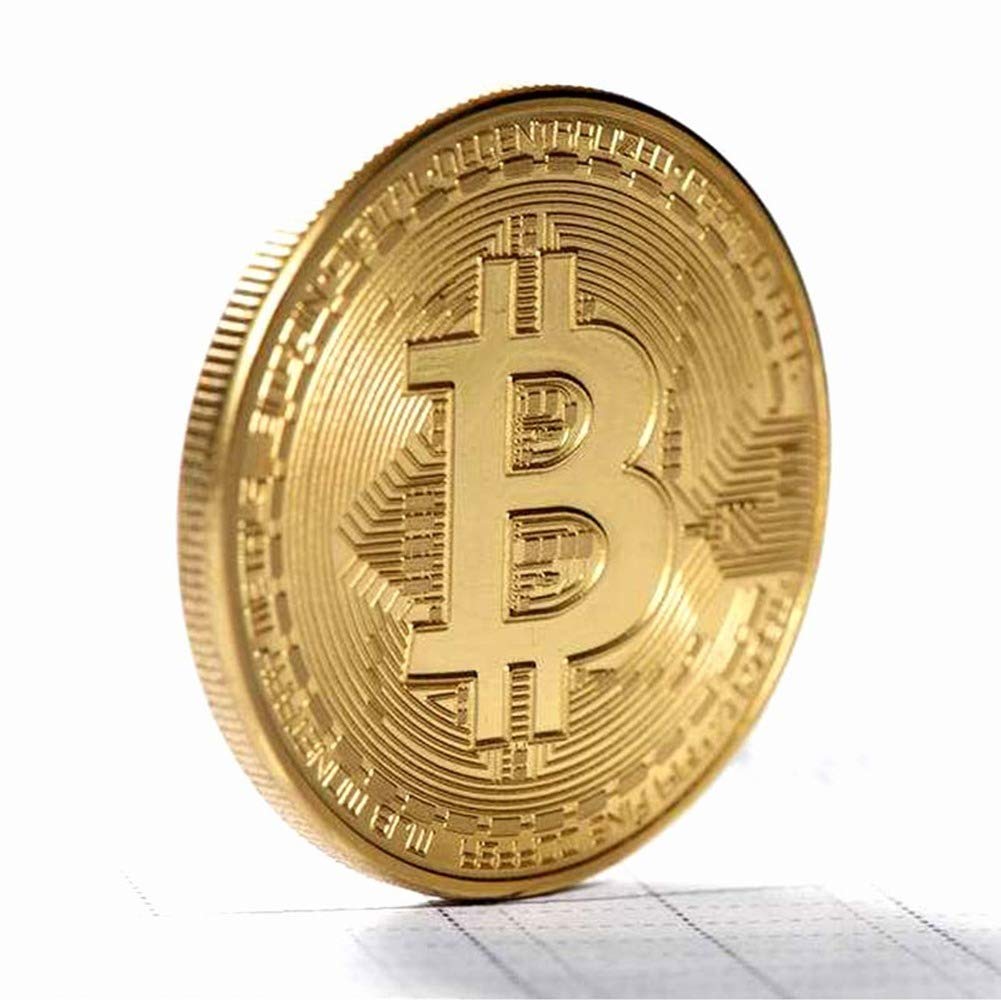 10PCS Creative Souvenir Gold Plated Bitcoin Coin Collectible Great Gift Bit Coin Art Collection Physical Gold Commemorative Coin (Gold)