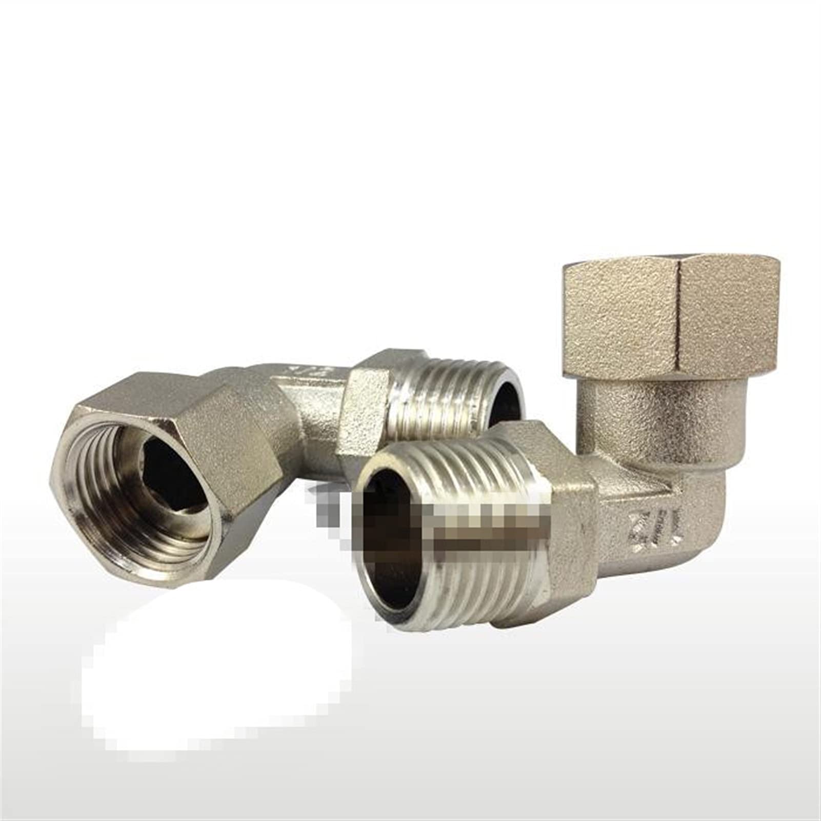 Mdingbao-Manguera de latón 1/2 "Macho x 1/2" Hembra o DN20 3/4 "Macho x 3/4" Mujer 1 "x 1" Brass giratorios/Níquel Plateado Codo Agua Agitua, 2pcs, Conector de Manguera de jardín