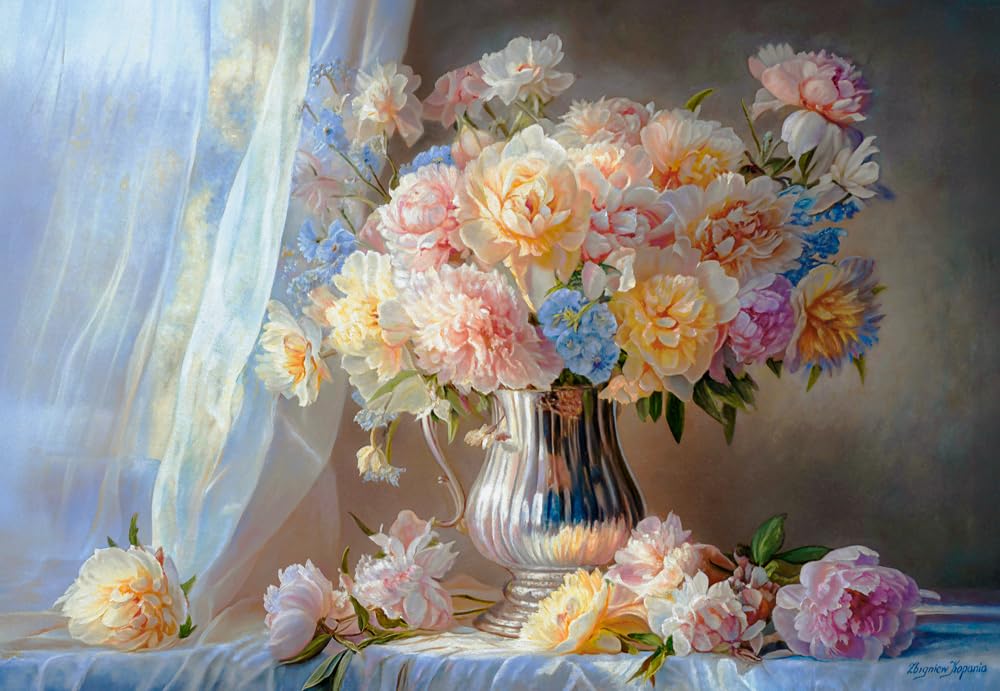 Puzzle de peonías pastel Castorland con 1500 piezas de encaje perfecto 3
