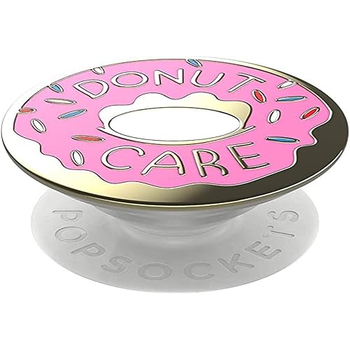 PopSockets PopGrip: Phone Grip and Phone Stand, Collapsible, Swappable Top, Enamel Donut Pink