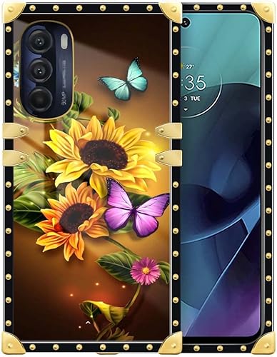 DAIZAG Funda compatible con Moto G Stylus 2022, diseño de mariposa, girasol, retro, elegante, decoración dorada, suave, antiarañazos, para Motorola