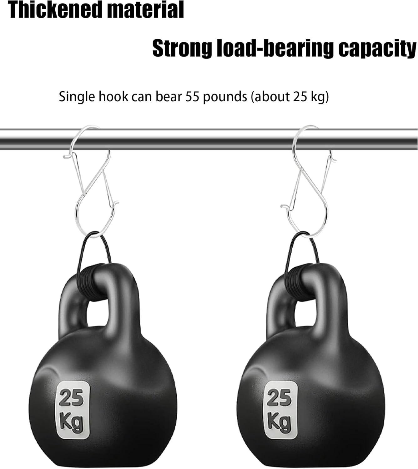 S字フック 安全クリップ付き 12.7 cm 大型 高耐久 金属製フック 植物 キッチン用品 鍋 フライパン 服 バスタオル (12
