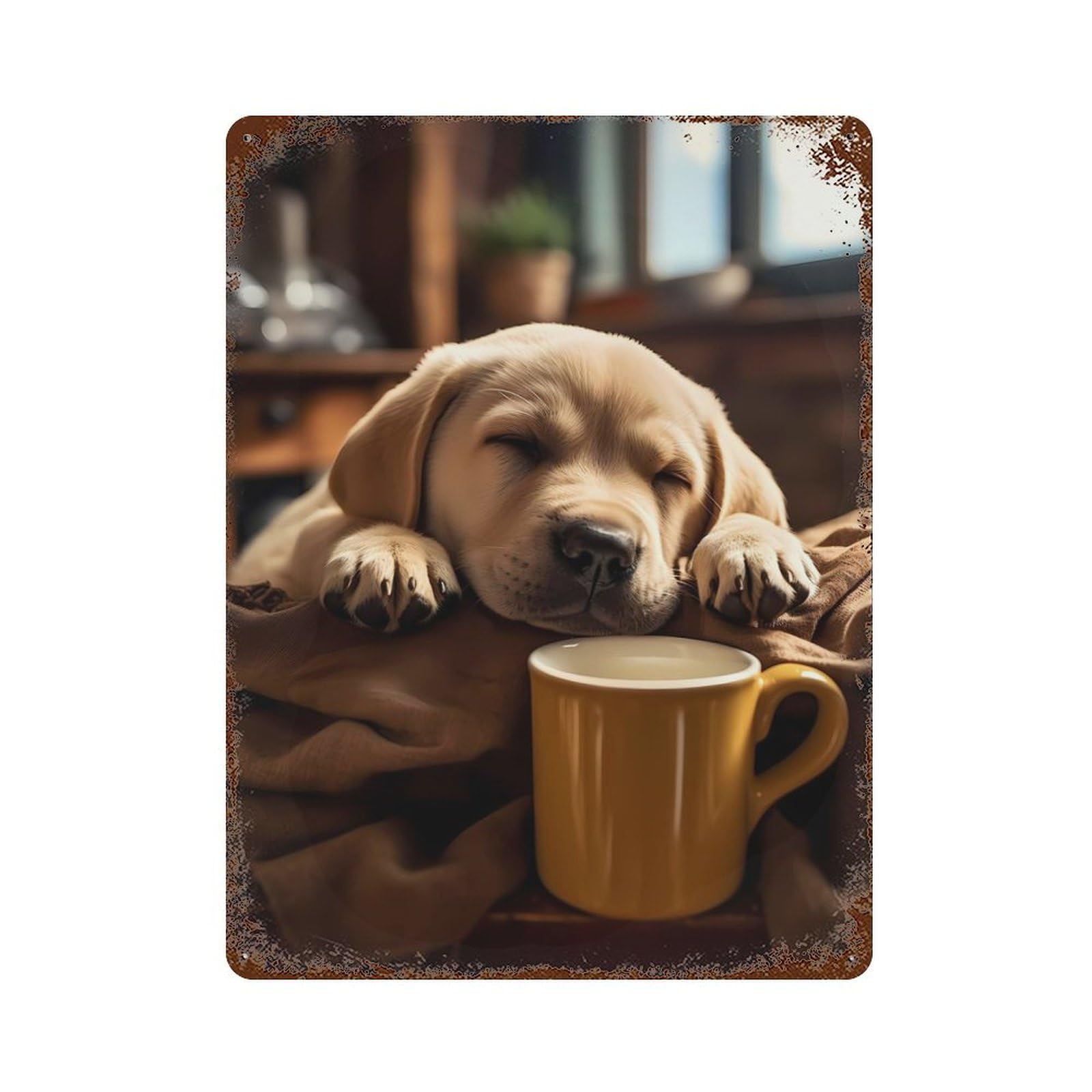 Garage Style Labrador Retriever Dog Pup Vintage Rust Metal Sign 15.7"x11.8", Rustic Home Decor for Bar And Workshop