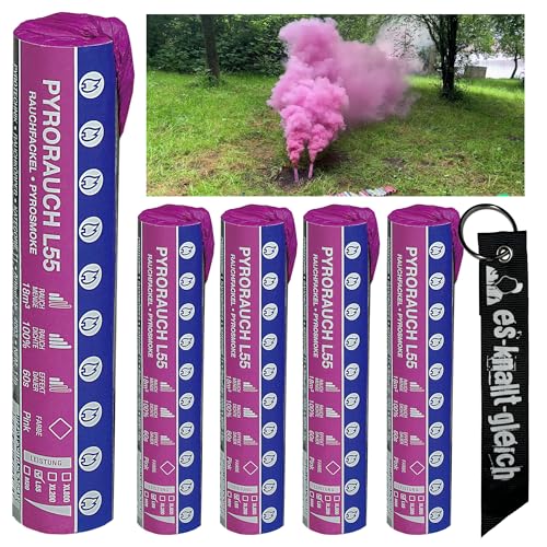 Rauchfackel Pyrorauch L55 im 5er Pack in Rot Blau Gelb Grün Orange Weiß Türkis Schwarz Rosa Lila Pink Braun von Pyroweb mit Anhänger (Pink) Rauchfackel Pyrorauch L55 im 5er Pack in Rot Blau Gelb Grün Orange Weiß Türkis Schwarz Rosa Lila Pink Braun von Pyroweb mit Anhänger (Pink)