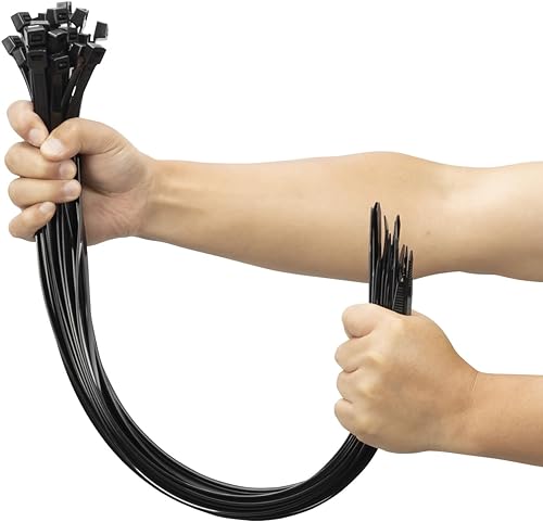 XINGO Bridas largas negras de 24 pulgadas, resistentes, 100 unidades, bridas de plástico ultra fuertes de 200 libras, bridas grandes extra largas,