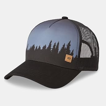 tentree Juniper Graphic Baseball Snapback Cap Organic Cotton, Adjustable Fit, 2-Way Stretch Fabric, Eco-Friendly & Sustainable, Breathable & Absorbent, Unisex, Meteorite Black/White One Size