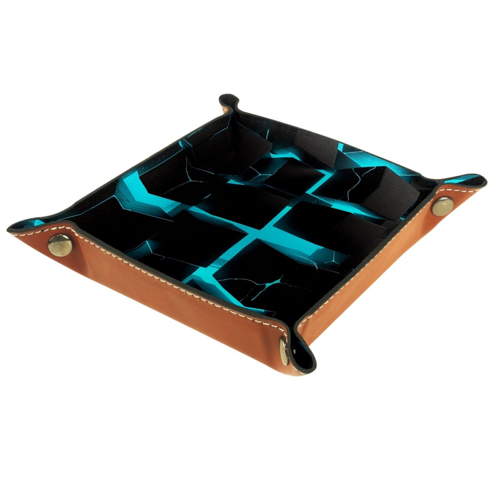 VAPOKF Blue Technology Grid Portable Folding Dice Rolling Tray, Microfiber Leather Dice Holder for Dice Games Like RPG, DND and Other Table Games
