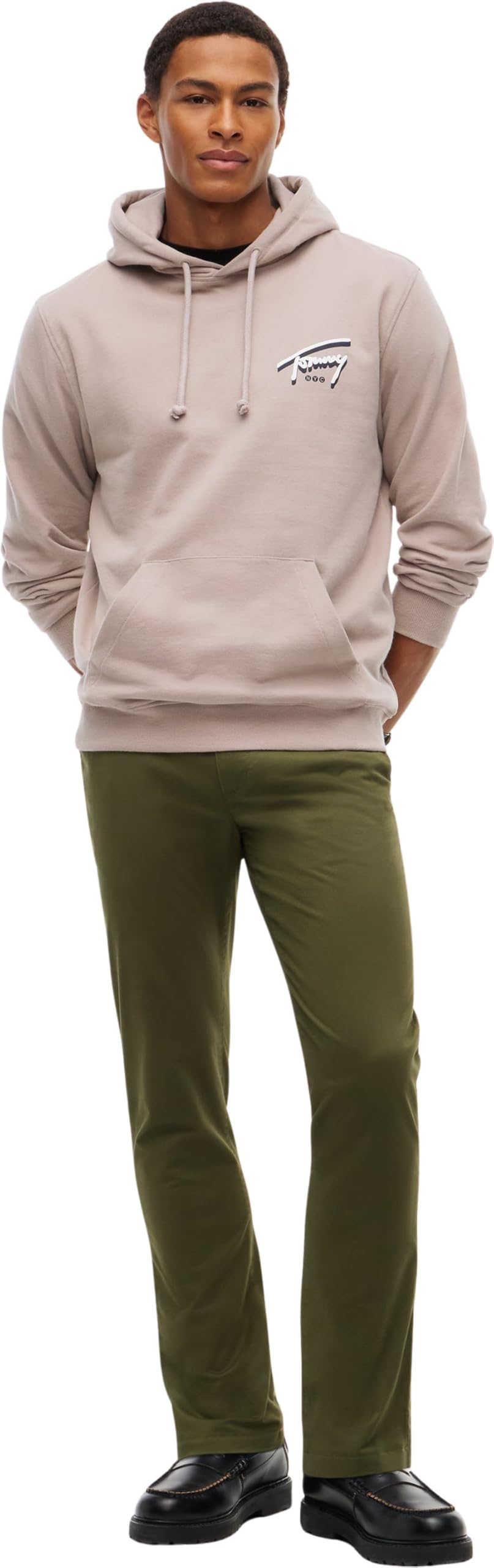 Tommy Jeans Men Sweatshirts TJM REG NYC Signature Hoodie EXTDM0DM23583 Grey (Limestone Dust), 3XL