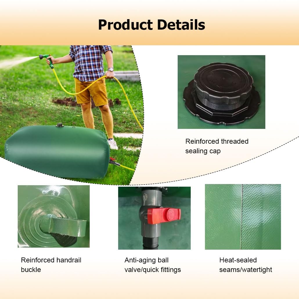 Depósito de agua plegable para recolección de agua de lluvia y riego de plantas