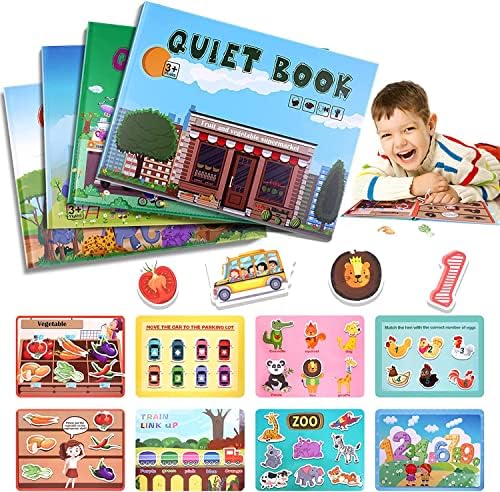 Livre D'activités Montessori Quiet Book Pour Enfants 3-6 Ans - Jouet éducatif Sensoriel Avec Velcro, Thèmes Variés - Cadeau Idéal