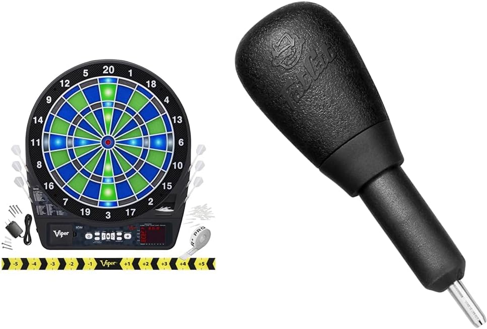 Viper Ion Electronic Dartboard, Illuminated Segments, Light Based Games & Fat Cat by GLD Products Dartboard Accessory: Soft Tip Dart Point Remover Tool, Electronic Dartboards,Black
