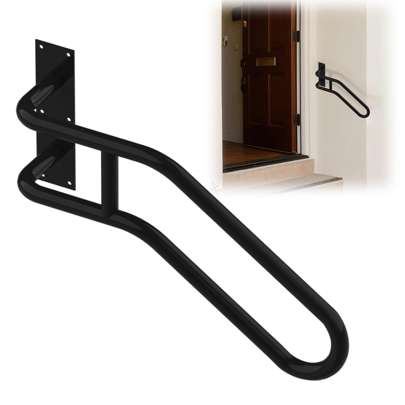 Left Side Wall Mounted Handrail For Garage Door Steps - Polished White, Supports 230LBs, For 1-3 Steps - View #7