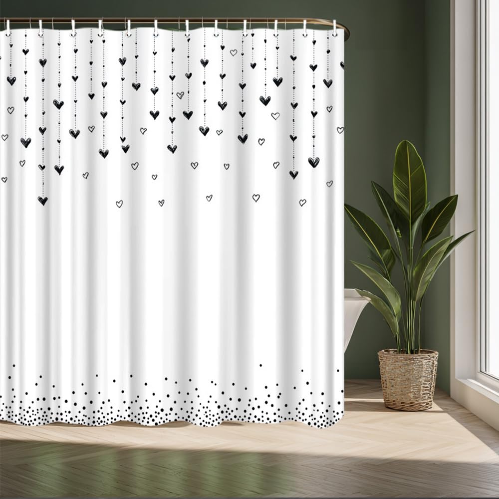 Rideau de douche Saint-Valentin en polyester pour baignoire moderne et chic