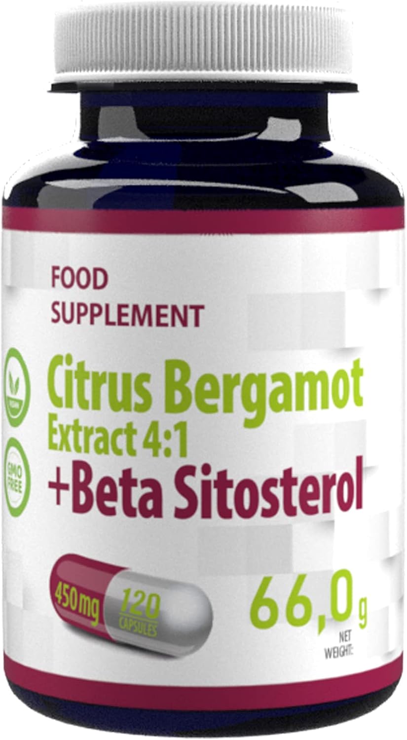 Citrus Bergamot + Beta Sitosterol Complex 450mg 120 Vegan Capsules, In laboratorium getest, hoge dosis supplement, Gluten- en GGO-vrij