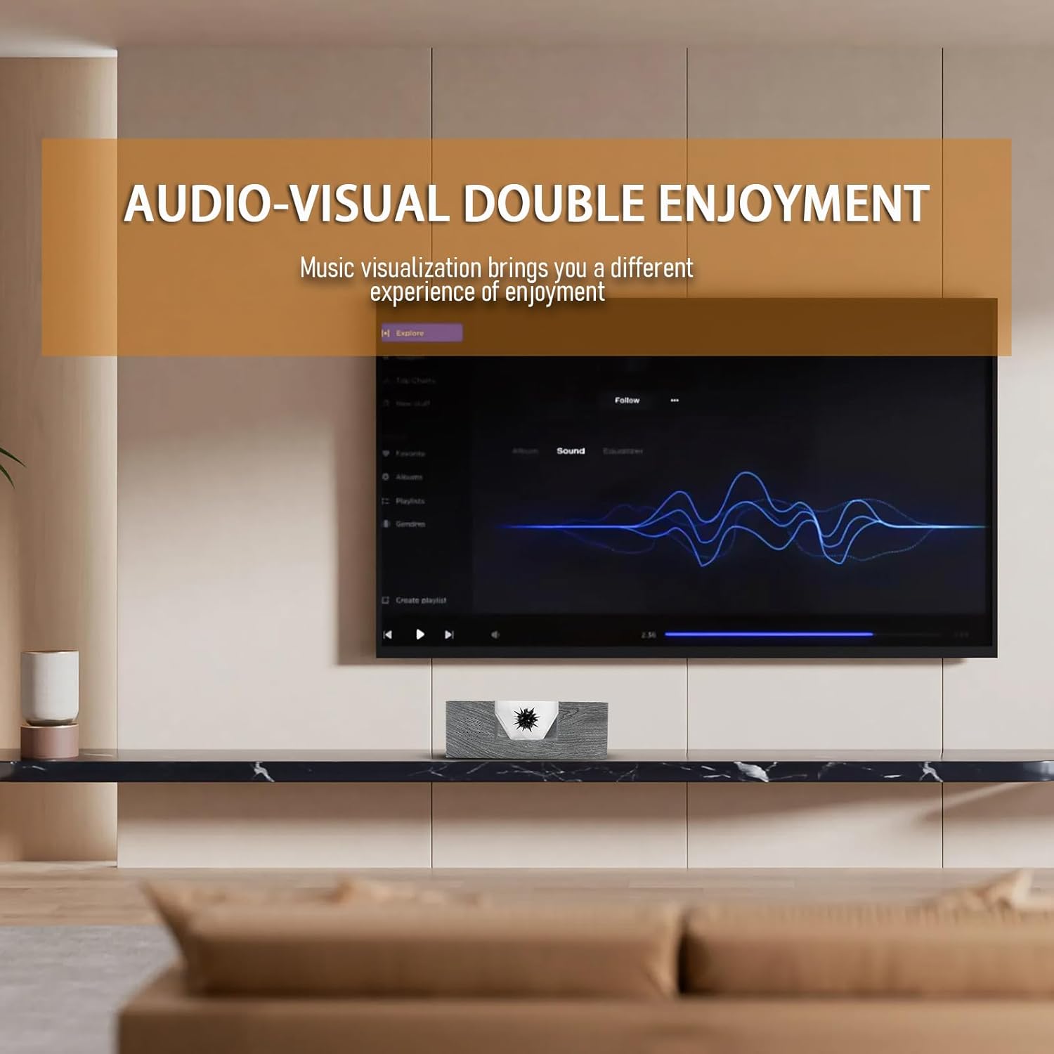 Dancing Dancing Ferrofluid with Bluetooth Speaker, Silvery Walnut Wood Sci-Fi Desktop Bluetooth Speaker, Cool Magnetic Liquid Ferrofluid Display with Music, Audio Visual Ferrofluid Desk Gifts