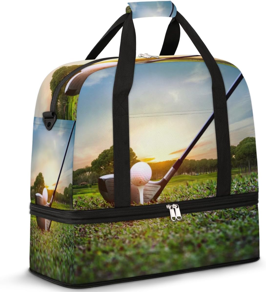 QsirBC Fun The Golf Texture Gym Bag for Women Duffle Tote with Shoes Compartment Men Weekender Duffel for Dance Travel Sports Swimming Overnight
