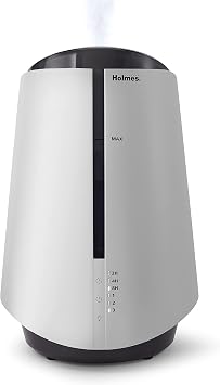 Holmes 1-Gallon Top-Fill Ultrasonic Cool-Mist Humidifier with Disinfectant Protection and 7 Color LED Lights White