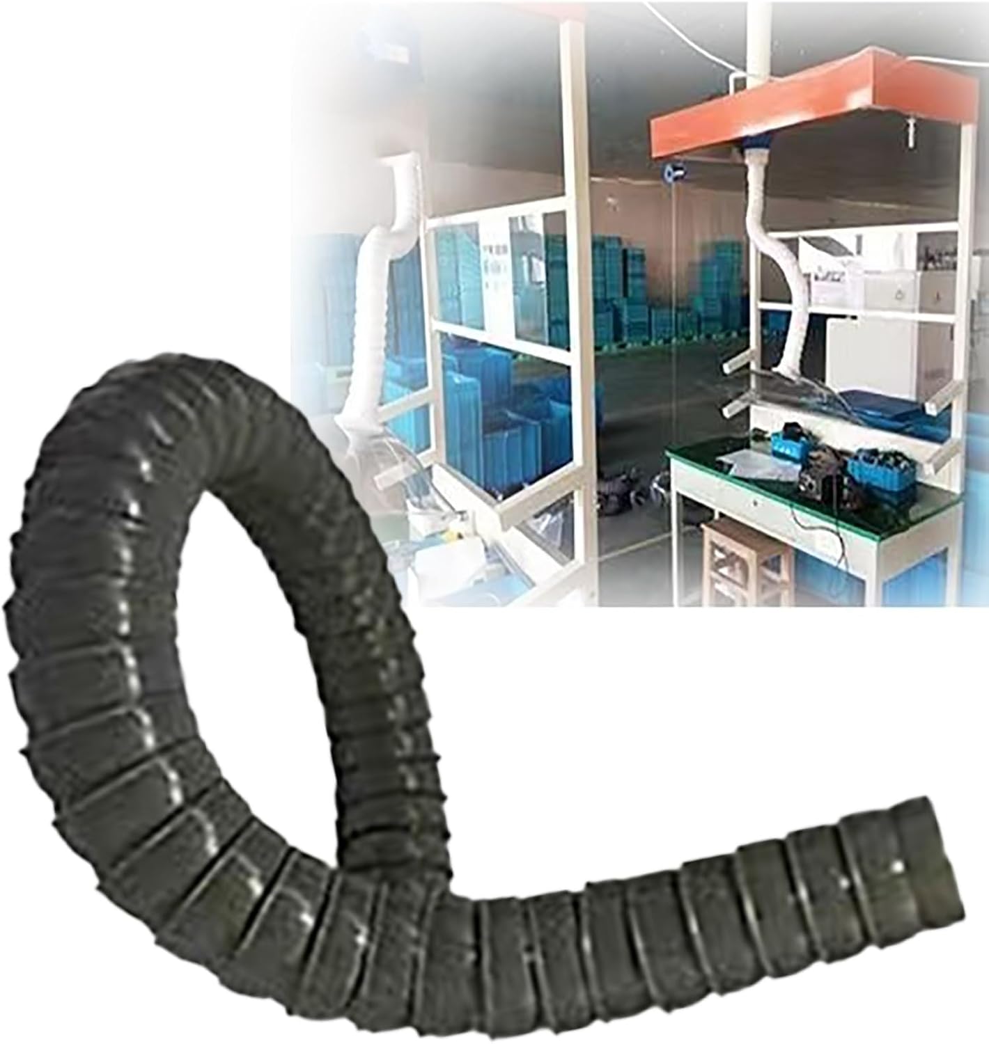 Fume Extractor Arm Adjustable, Industrial Dust Collection Hood with Adjustable Vent Pipe for Welding, Workshop Ventilation(Black,Dia 5cm x L 150cm)