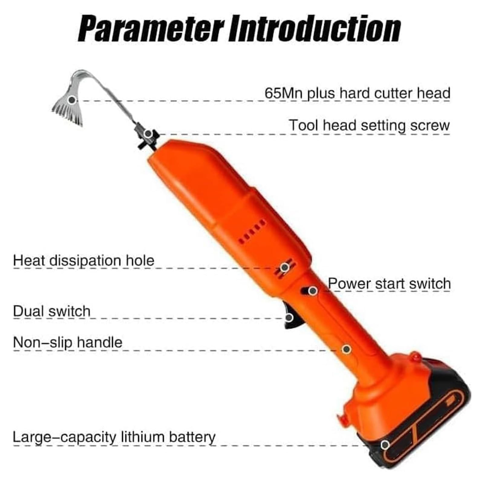 Mini cultivador eléctrico de Mano,cultivador inalámbrico, Mini azada de excavación con baterías Recargables,30 mm de Profundidad for aflojar el Suelo y desherbar en Jardines(2 Batteries)