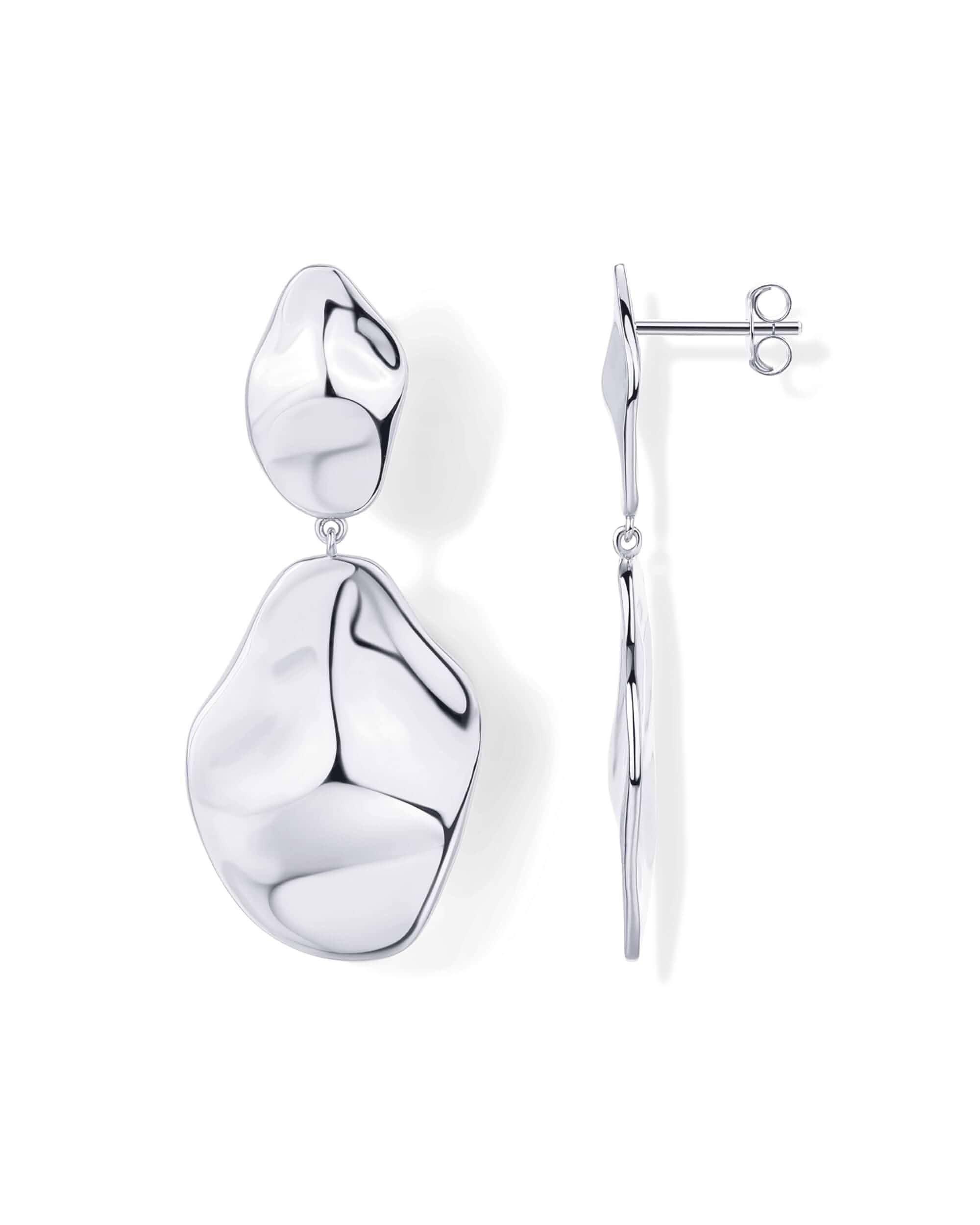 PAVOI 14K Gold Plated Teardrop Statement Drop Dangle Earrings for Women Hypoallergenic Earrings with 925 Sterling Silver Posts, Lightweight Hammered Dangle Earrings