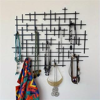 Geometric Wall Mount Coat Rack with Hooks, Modern Metal Entryway Organiz...