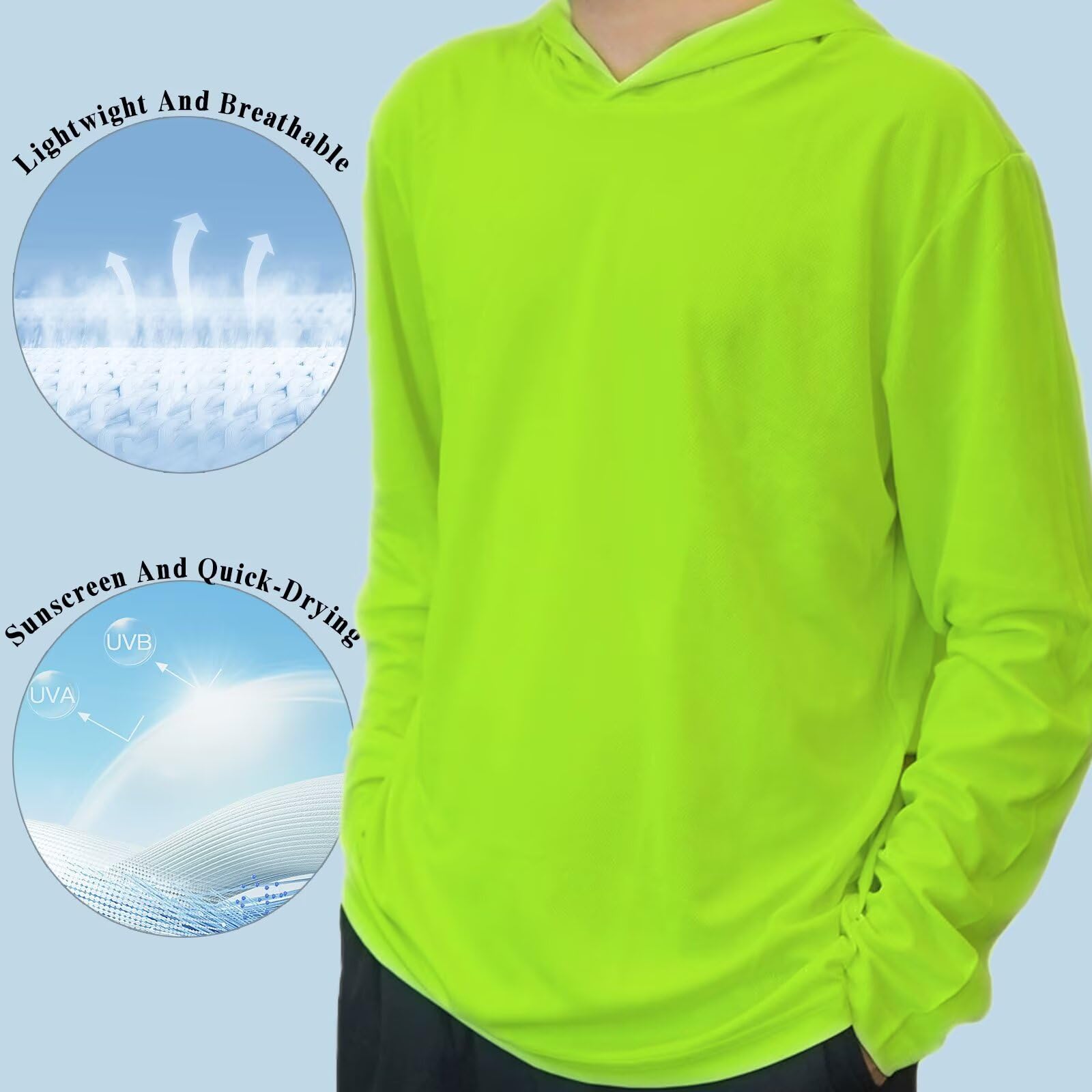 Herren Pack Dry-Fit UV Feuchtigkeitstransport Shirts UPF 50+ Atmungsaktiv Langarm T-Shirts Sonnenschutz T-Shirt mit Kapuze