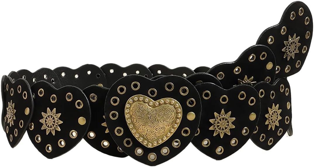 Hollow Wide Belt for Women Boho Leather Metal Buckle Concho Belt Soft Durable Western Cowgirl Waist Belts - Image 4