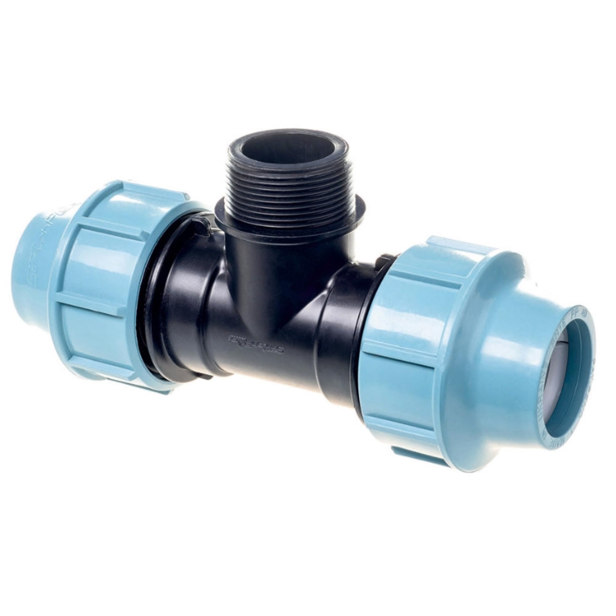 Santehplast MDPE 25mm x 3/4 Male Tee,PN16 Compression 3-Way Threaded Off Take Fitting