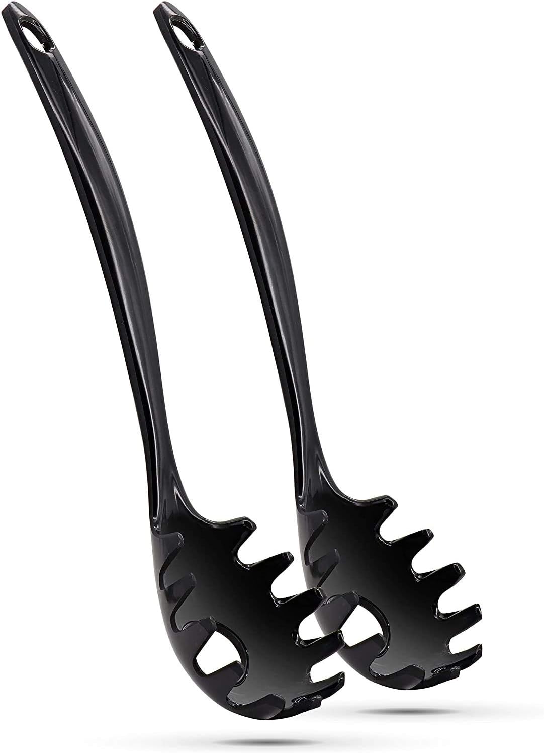 Ram-Pro Melamine Black Spaghetti Fork High Heat Resistant Melaminen-Stick Heavy Duty Cookware Spaghetti Strainer & Spoon Pack of 2