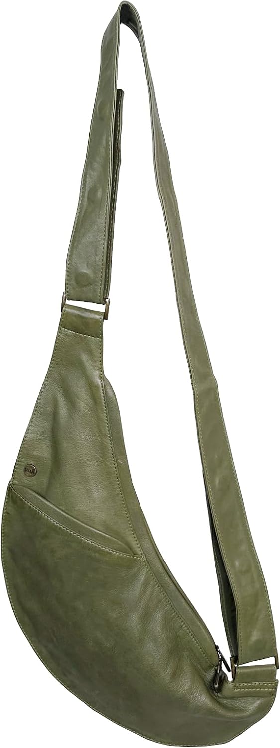 SASH Crossbody Bag - Half Bag with Flap in Leather - Travel Sling Bag with FRID-Protected Wallet