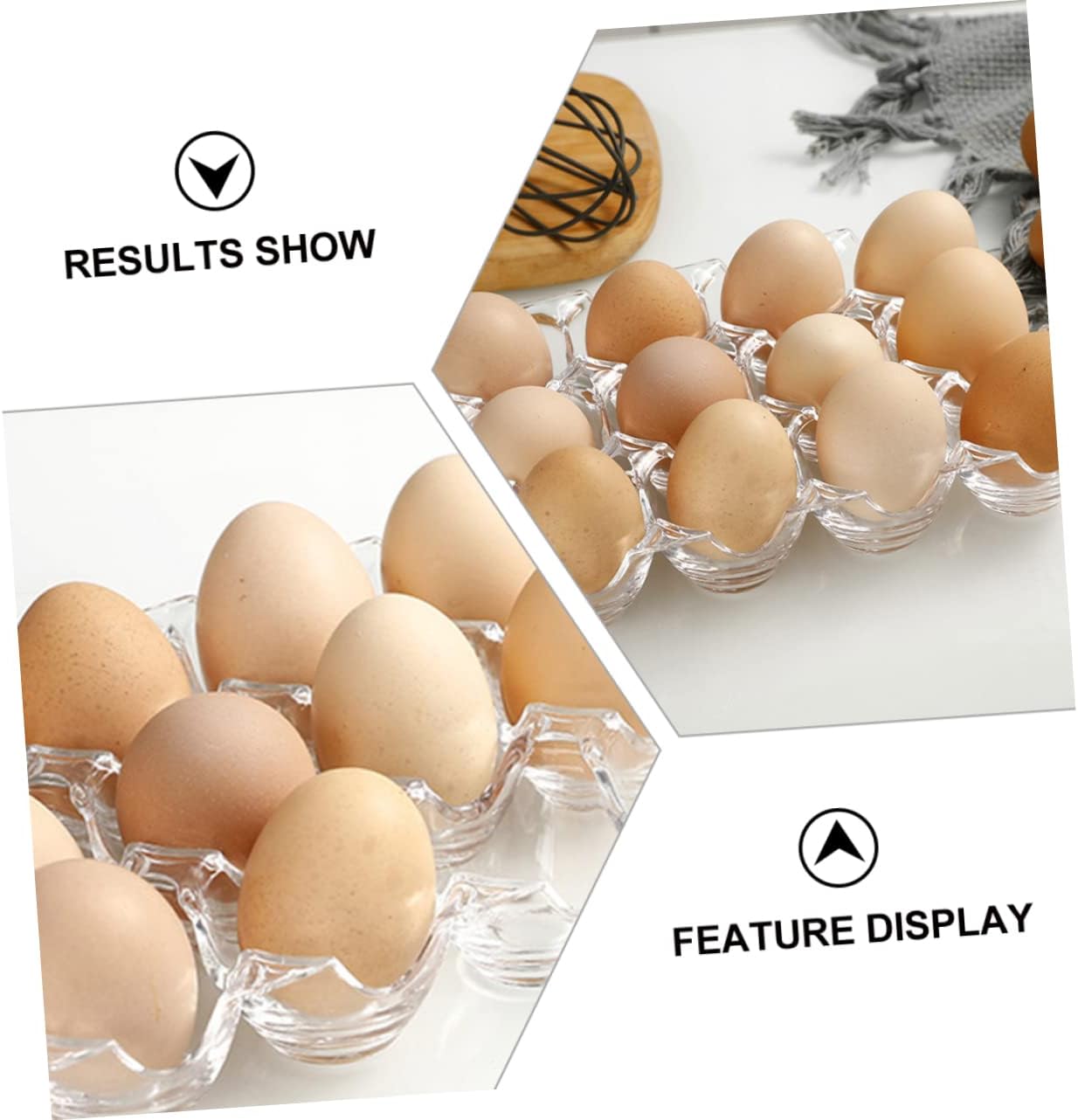 6 Pcs Acrylic Egg Tray Eggs Carrier Tray Clear Organizer Bins Egg Holder for Fridge Fresh Egg Holder Acrylic Egg Cartons Egg Keeper Tray Food Trays Storage Box Portable