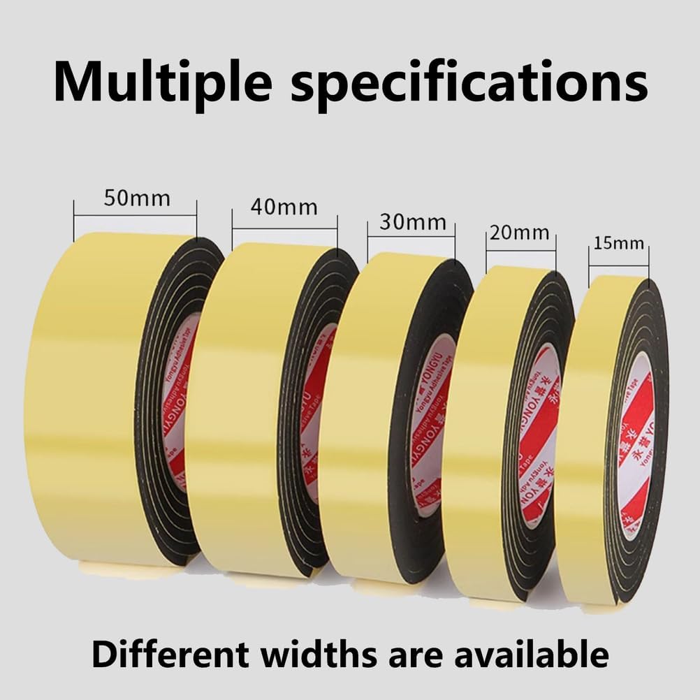 Sealing Foam Tape， Self-Adhesive Foam Tape 10m Black 10mmx(40-60) mm(10mmx40mm)