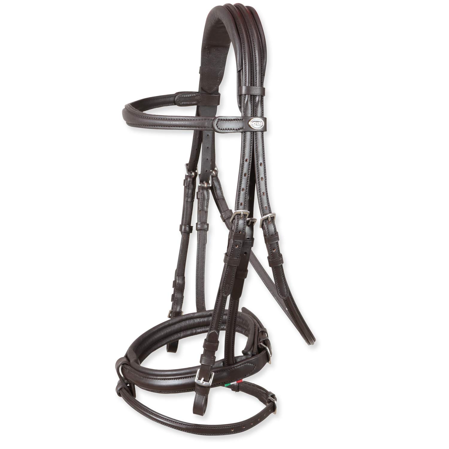 Horses, Briglia per Equitazione, Bombata Modello Arezzo Comfort, in Morbidissimo Cuoio con Imbottitura Spessa su Nasiera e Sopratesta, Taglia COB e Full, Disponibile in Nero e Marrone Scuro