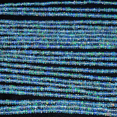Opale éthiopienne naturelle en perles rondelles lisses de 3-4mm pour création de bijoux de 16 pouces