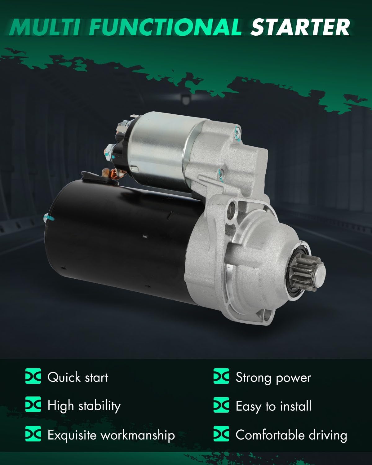 SCITOO Starter Motor 17855 2002-2008 for Mini for Cooper 1.6L 0.9KW CW 12V 9 Teeth