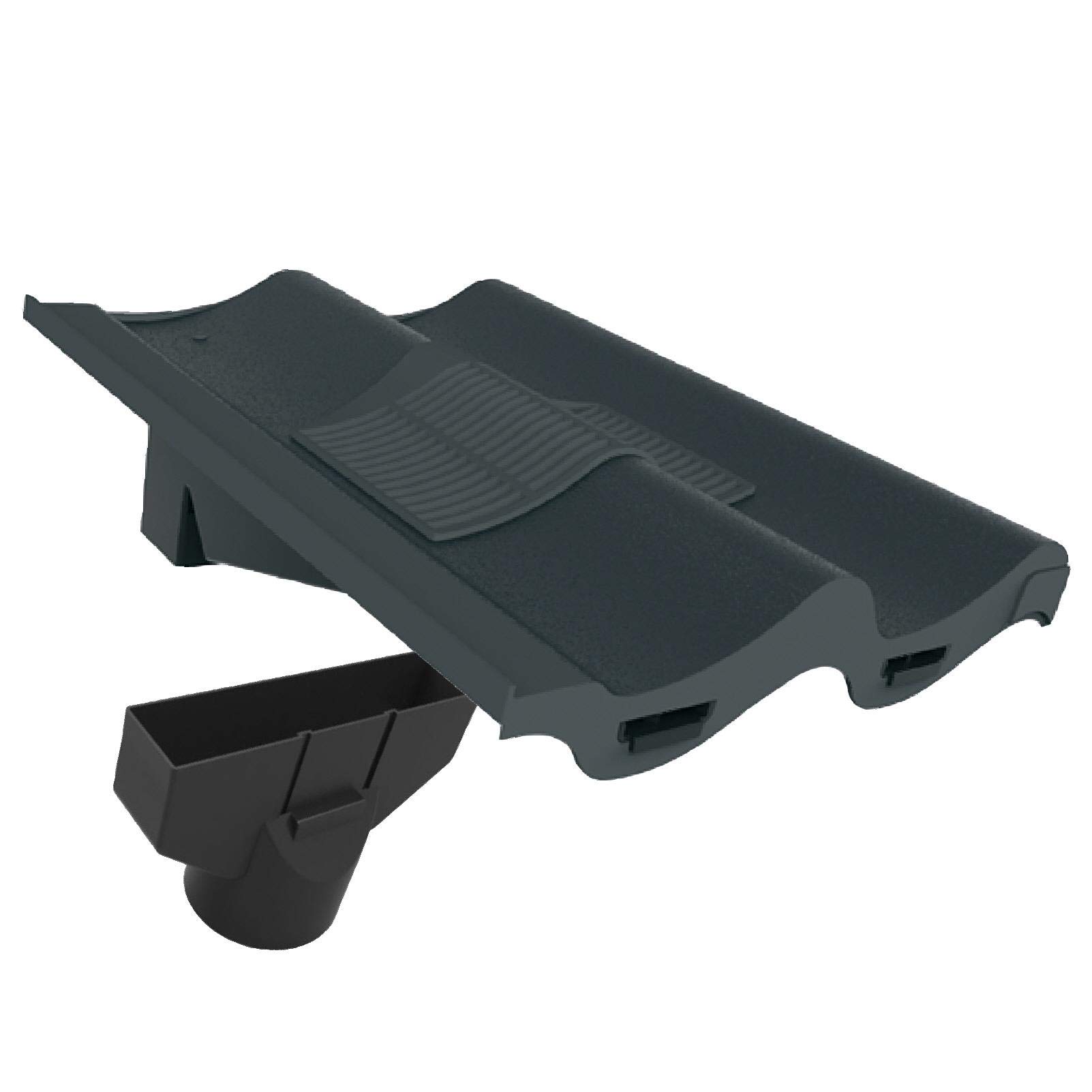 Home.smart Grey Double Pantile Roof Tile Vent & Adapter, Marley Redland Russell Sandtoft