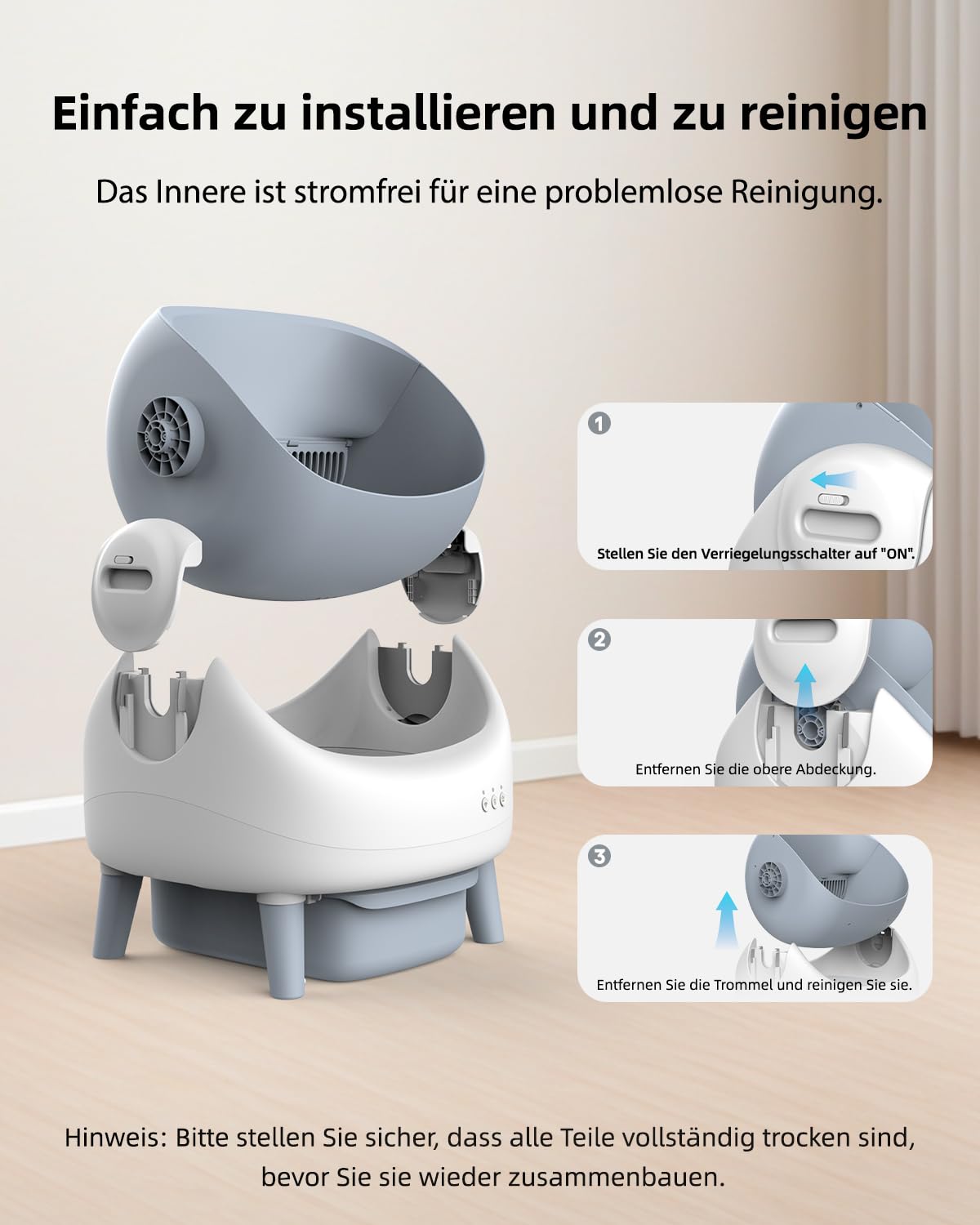 Selbstreinigende Katzentoilette Offen, Katzenklo Selbstreinigend mit APP-Steuerung, Dual Sicherheitssensoren, Intelligenter Einklemmenschutz, Inklusive Müllbeutel, für Mehrere Katzen