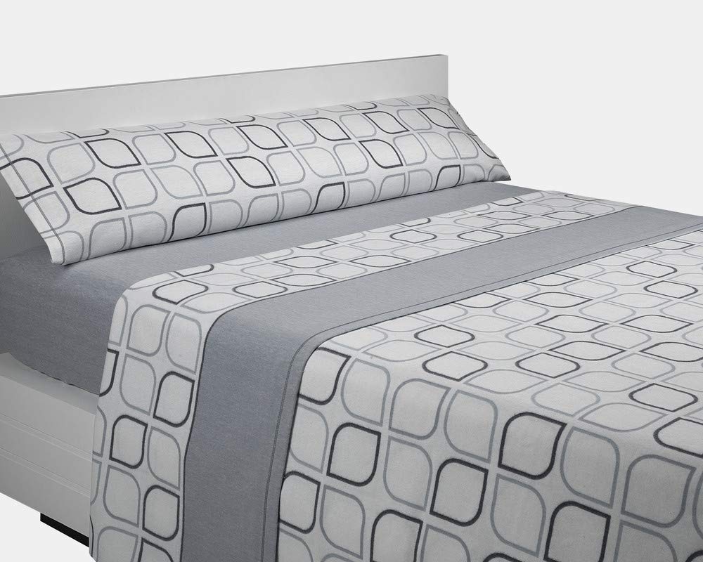 SABANALIA - Juego de sábanas Franela Spring (Disponible en Varios tamaños y Colores), Cama 140, Gris