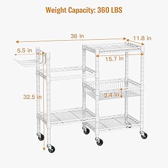 FUTASSI Home Gym Storage, 3 Tiers Workout Equipment Organizer with Wheels for Yoga Mats, Foam Roller, Dumbbells, Kettlebells, and Resistance Bands
