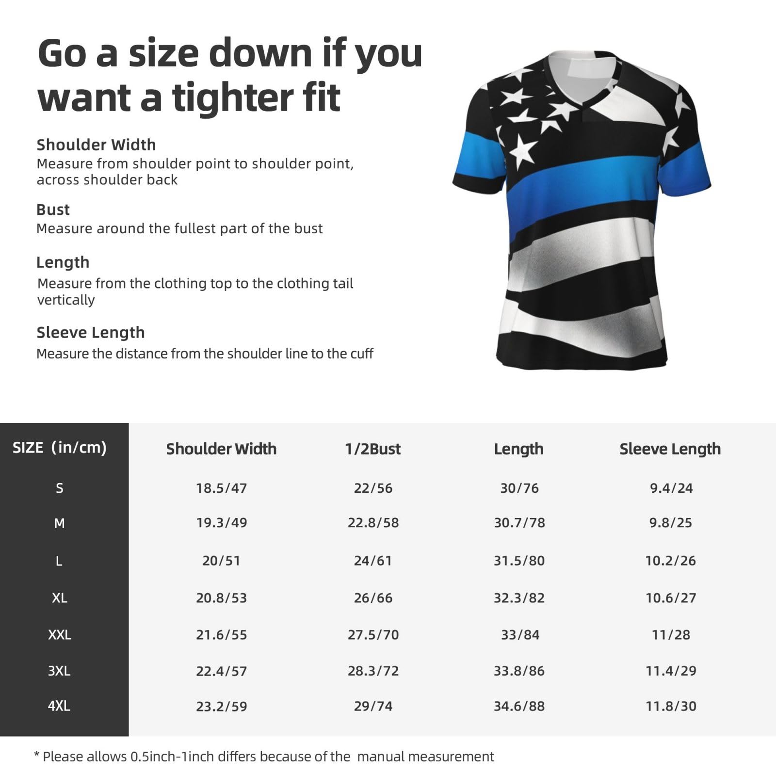 Stylish Athletic Sports Jersey American-Thin-Blue-Line-Flag Men's Rugby Jersey X-Large
