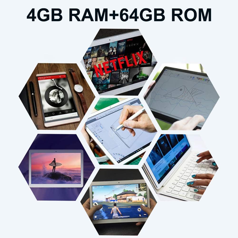 Voukou Tablet in Offerta con Tastiera 10 Pollici Wifi/Call 4GB+64GB Doppia Fotocamera,1280 * 800 FHD IPS, 6000mAh Android Tablet con Custodia (Nero)