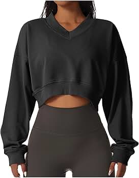 トップス Flight Mode Cropped Pullover Flygo Women's Cut Out Super Cropped Hoodie Long Sleeve