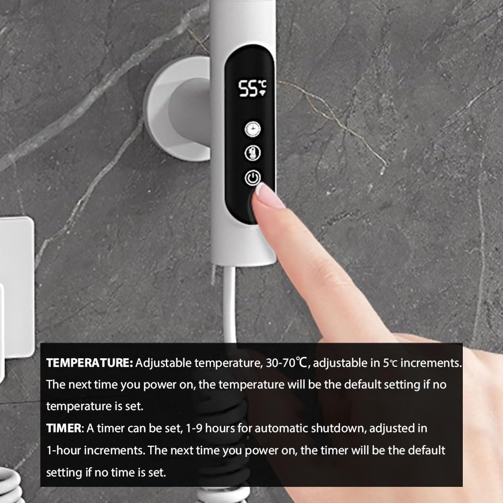 Swivel Towel Racks for Bathroom,Rotating Electric Towel Warmer Rack Wall Mounted, 5 Bars Towels Warmer with Timer and Temp Control,Stainless Steel Towels Drying Rack,White