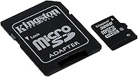 Vista 3 de Tarjeta microSDHC Kingston de clase 4 y con adaptador SD, Negro