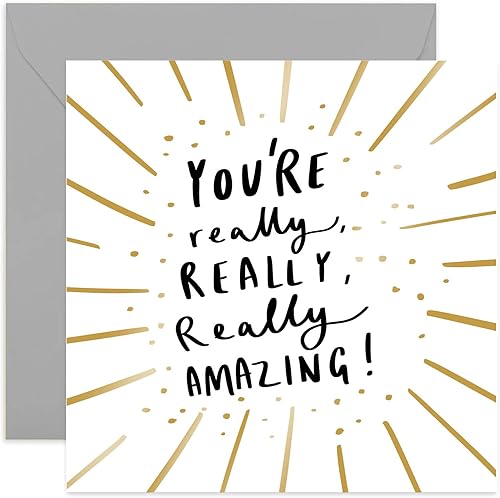 Old English Co. - Tarjeta de felicitación Really Amazing – Bonito brillo de lámina dorada para él o ella | Tarjeta para hombres y mujeres nuevo