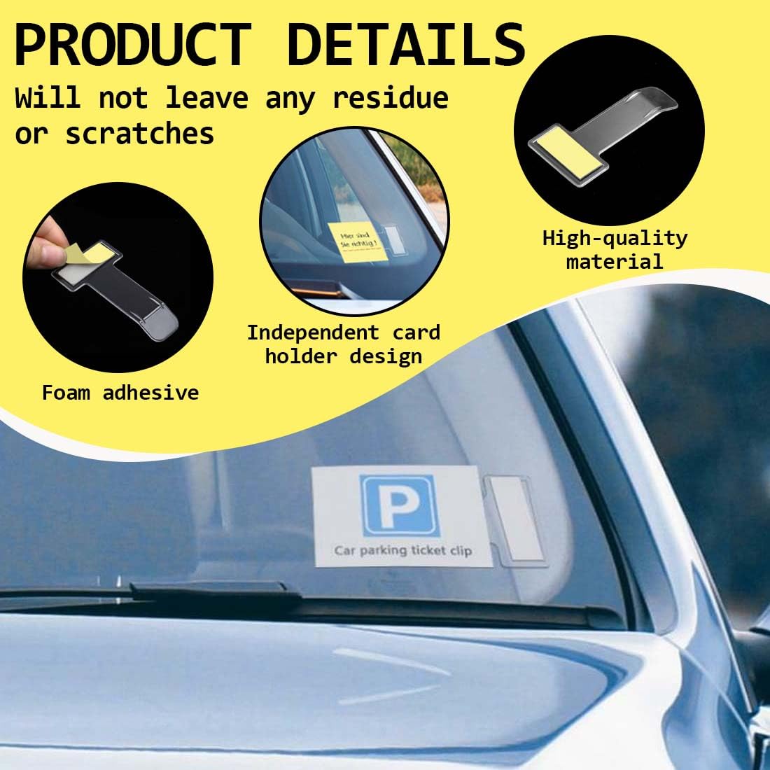 Juego de 8 clips transparentes para parabrisas para tickets de estacionamiento - Soporte universal para tarjetas, permisos y recibos de estacionamiento
