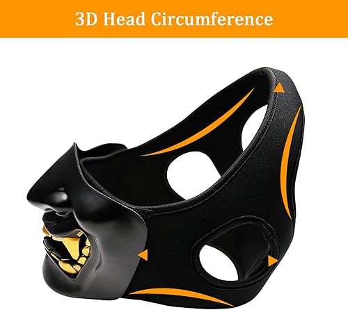 Miniatura 29 de AOUTACC Mascarillas de media cara Airsoft, monstruo demonio malvado, Kabuki, Samurai, Hannya Oni, máscaras protectoras de media cara, baile