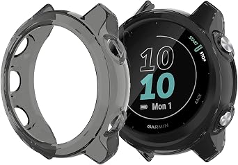 Compatible for Garmin Forerunner 55 Screen Protector with Case, Lamshaw (2+1Pack) Tempered Glass Film Full Coverage + Soft TPU Protective Case Compatible for Garmin 55 Smartwatch