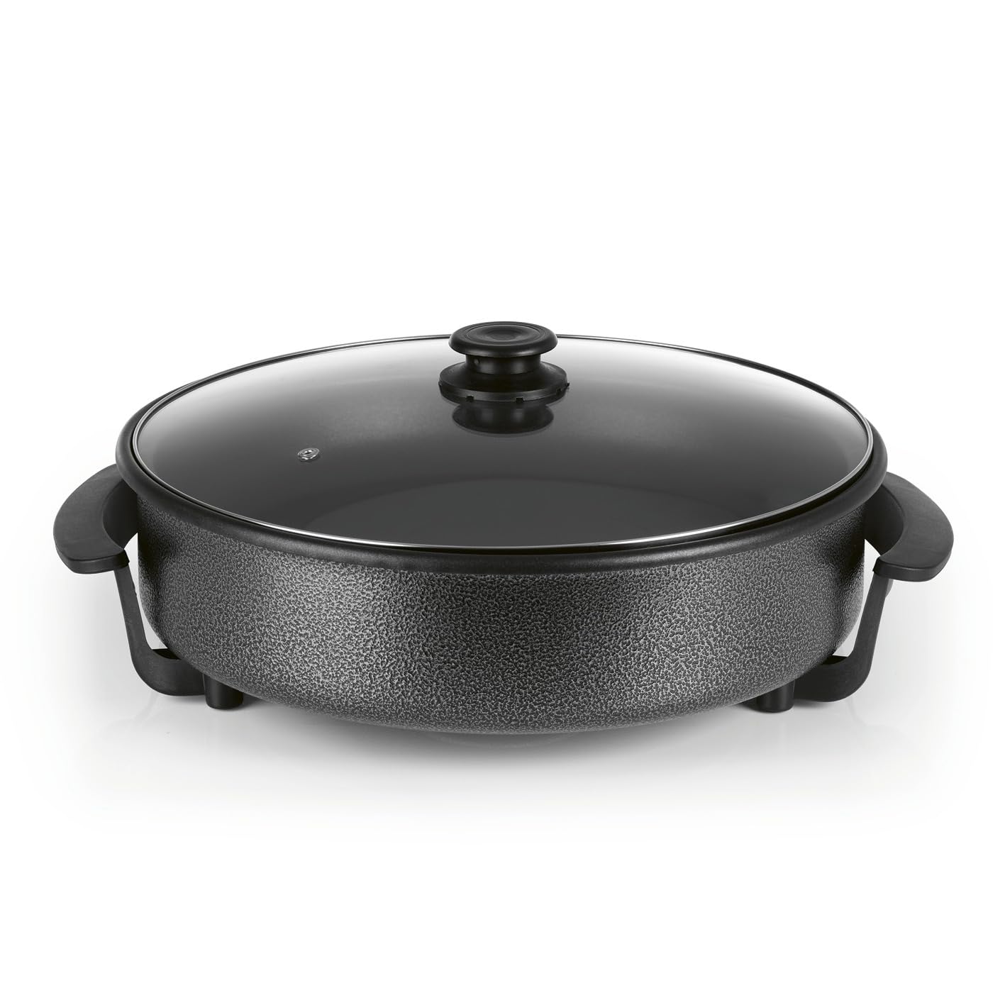 GOURMETmaxx Poêle électrique ⌀ 40cm | Hot Pot thermostatique, couvercle en verre & volume XXL avec revêtement antiadhésif - parfait pour paella, braisage & wok | 1500W